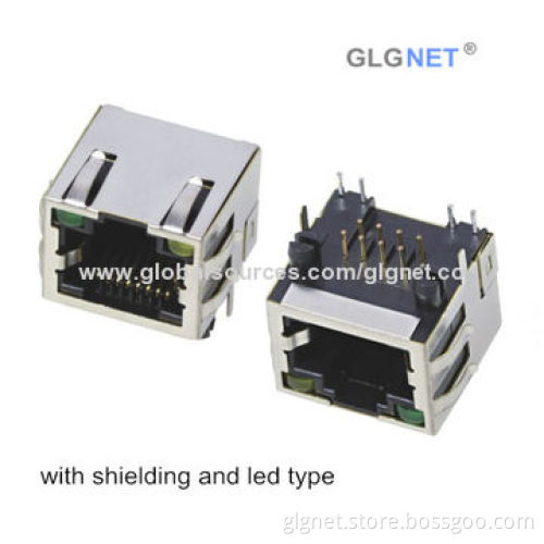 One Port Tab Up RJ45 Modular Jacks, 8P8C/8P4C, R/A Type, 150V Rated Voltage